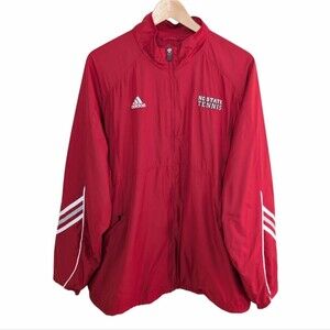 NC State Wolfpack Tennis Men's Windbreaker Jacket Adidas Red Large